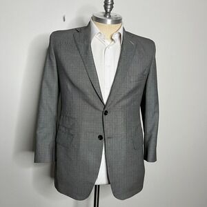 Tom James Blazer Mens 42 Gray Birdseye Micro-Check Two Button Side Vent